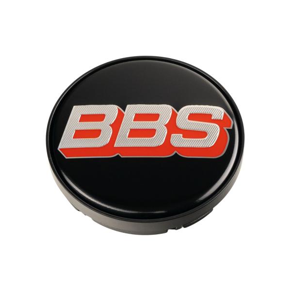 1 x BBS 2D Nabendeckel Ø56mm schwarz, Logo silber/rot - 10025114